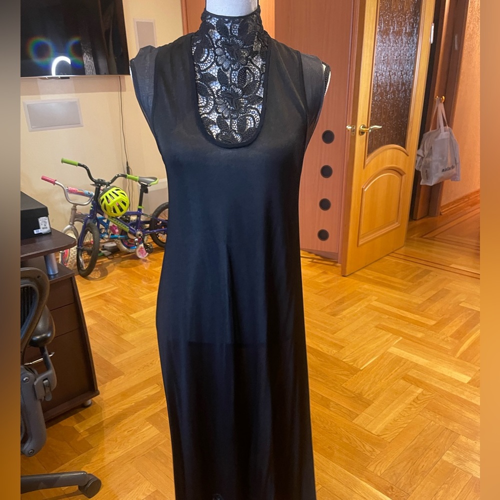 Alexander McQueen women’s long lace inserts dress Sz 48  US Sz 12
